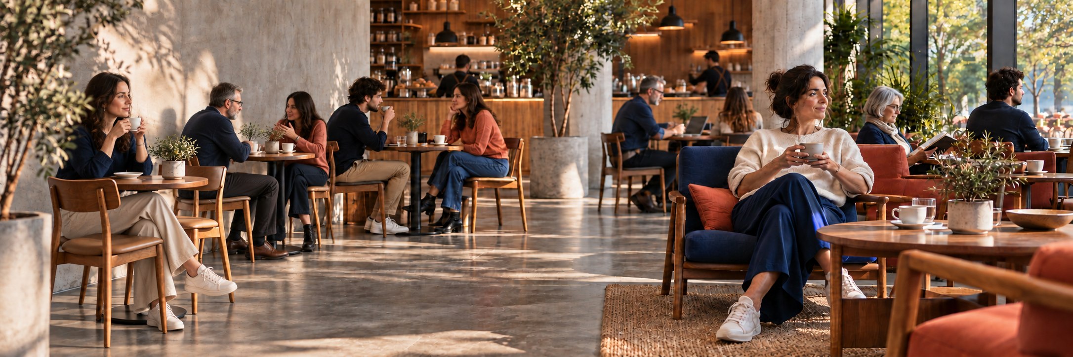 Cliente a gusto en un espacio bien ambientado